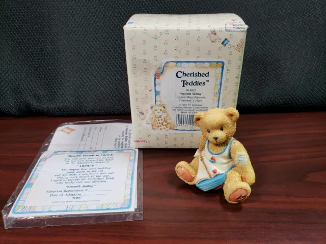 1993 Enesco Cherished Teddies August Bear "Smooth Sailing" 914827