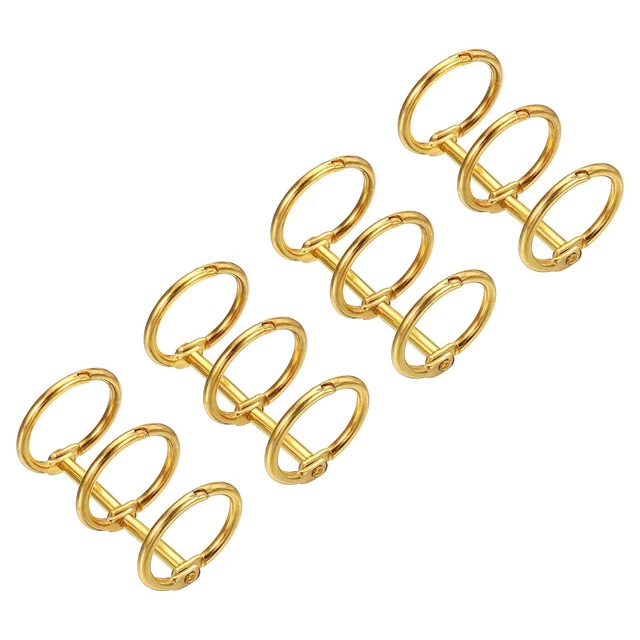 0.79" Diá 3 Anillos de Libro, 4pzs Metal Carpeta Anillos Desmontable Dorado Tono
