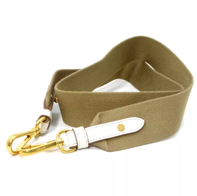 Authentic PRADA Shoulder Strap Canvas/Leather Khaki #1020167
