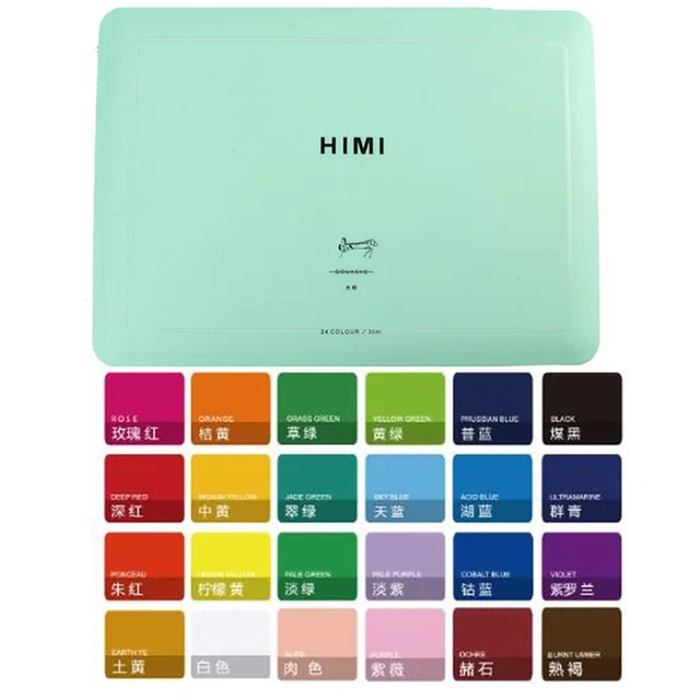24 Farben Professionelles Gouache Aquarellfarben Set 30 ml Aquarell Zeichenwerkzeug