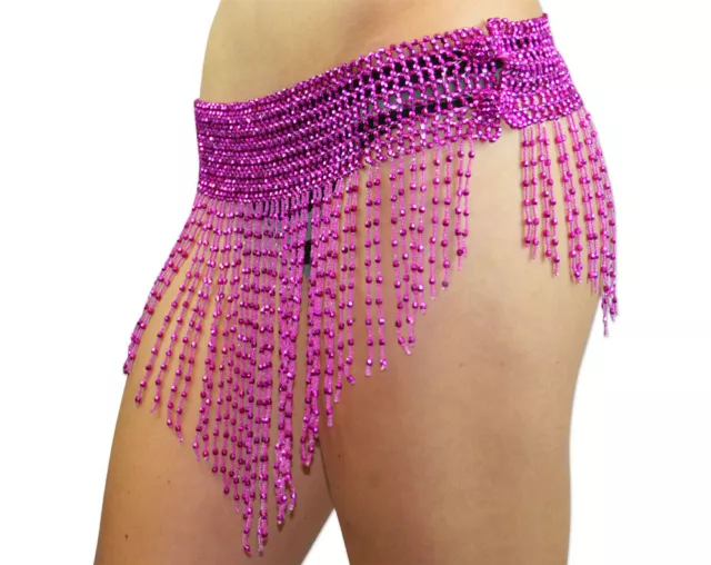 Beaded Elastic Waist Rave Belly Dance Skirt Hip Scarf Halloween Costume