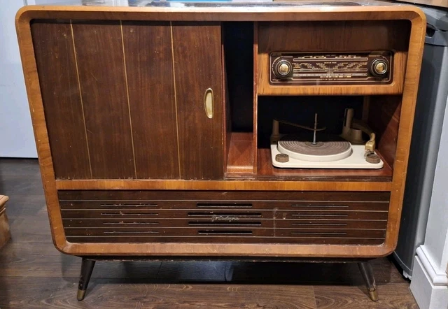 PORTADYNE VINTAGE RADIOGRAM, Record Player, Drinks Cabinet with Mullard ...
