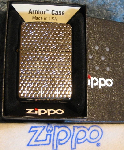 ZIPPO  HEXAGON DESIGN Lighter  ARMOR 49021 BLACK ICE  New DEEP CARVE Sealed