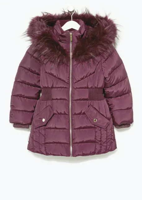 *   Girls BNWT Matalan Berry Hooded padded Parka Coat School age 11 or 12