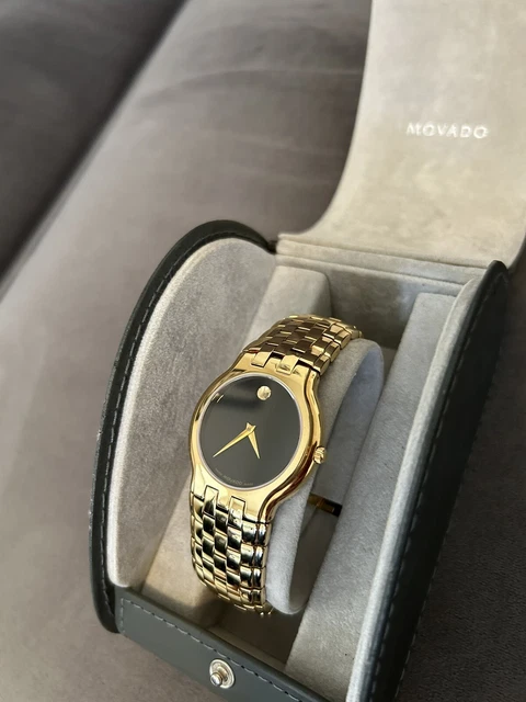 Never Worn New clip in perfect Condition Movado Museum Men's Black Watch 6009726