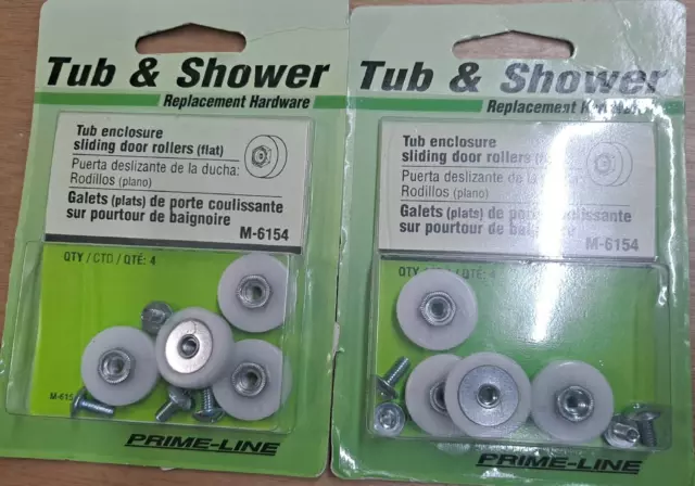 Lot of 2 Prime-Line M-6154 Tub Enclosure Sliding Door Rollers 4-Pack