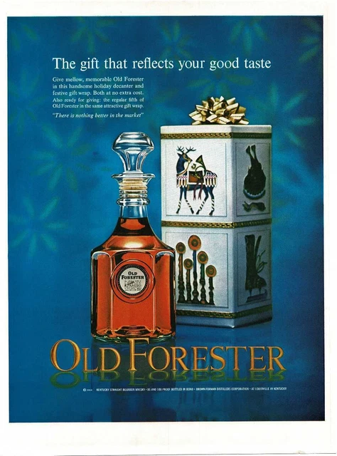 1964 OLD FORESTER Bourbon Whiskey for Christmas Vintage Print Ad