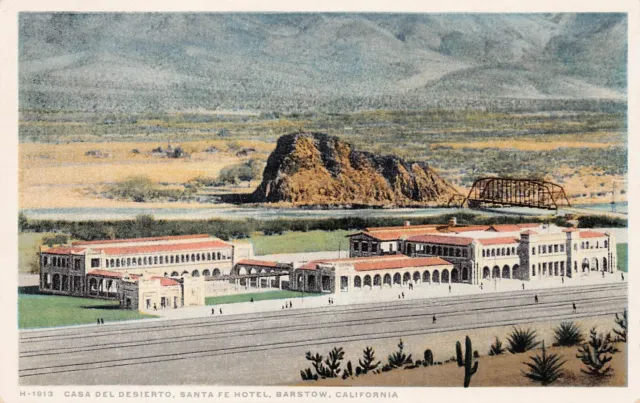 Barstow CA California Train Railroad Station Depot Fred Harvey Vtg Postcard B53