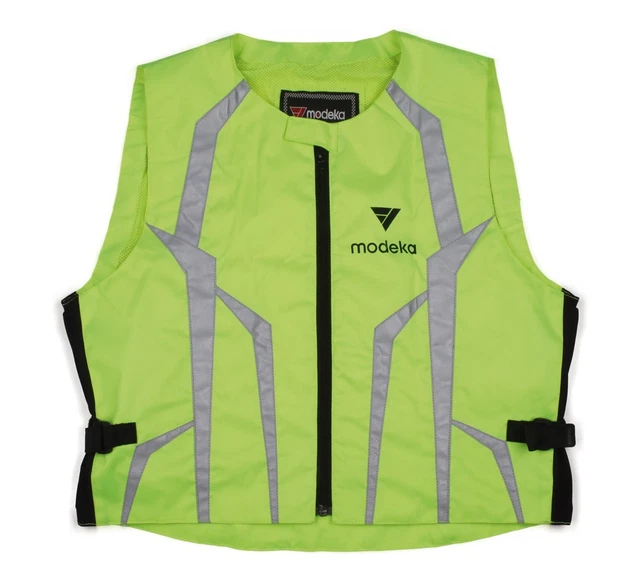 Gilet di avvertimento MODEKA WARNING giallo neon con elasticizzazione e riflettori - taglia a scelta -