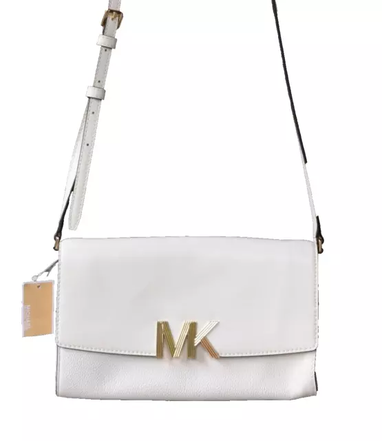 NWT MICHAEL KORS Montgomery Optic White Small Leather Crossbody Bag