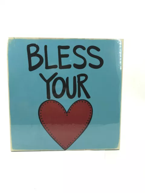 Bless Your Heart Hanging 12” x 12” Turquoise Sign Simply Southern Glory Haus NEW