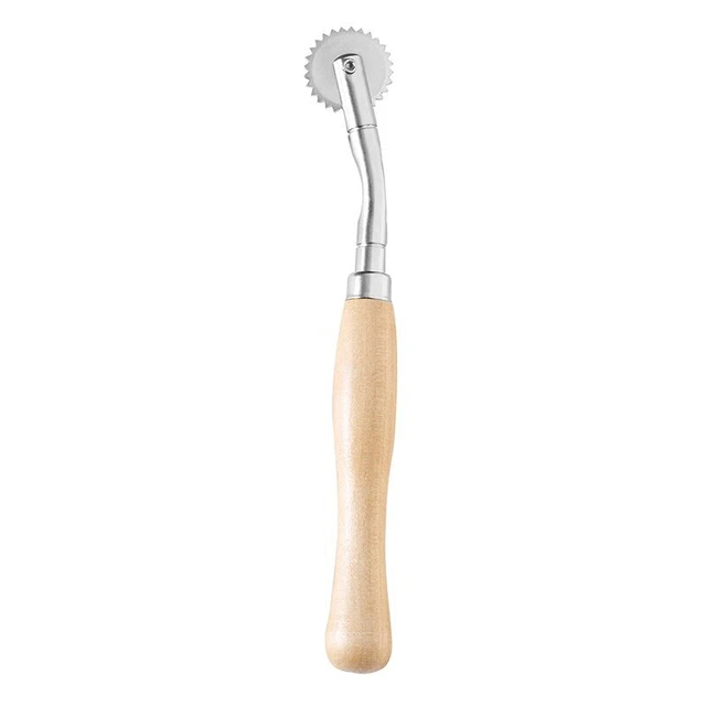 3* Herramienta de coser rueda de acero dentada mango de madera tela serrada