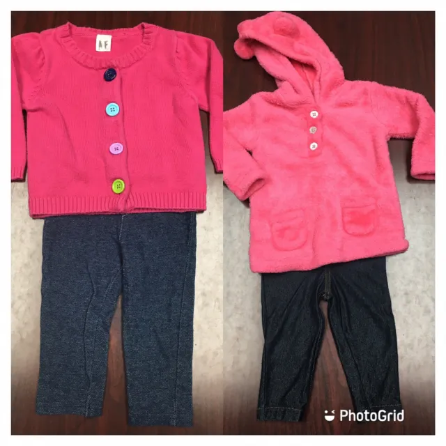 Carters Baby Girl 9 Month Outfit Lot Pink Sweater Sweatshirt Jeggings VGUC GUC