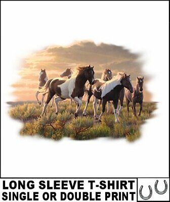 Beautiful Wild Paint Mustang Quarter Horse Herd Pony Long Sleeve T-Shirt Ab358