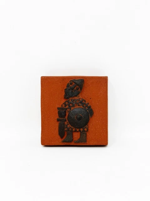 Thyssen Keramik Pottery Tile 139 Viking Warrior Vintage 1960s Made In Denmark