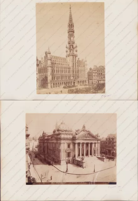 1890 BELGIUM Brussels Town Hall Grand Place de la Bourse 2 Photo albumen