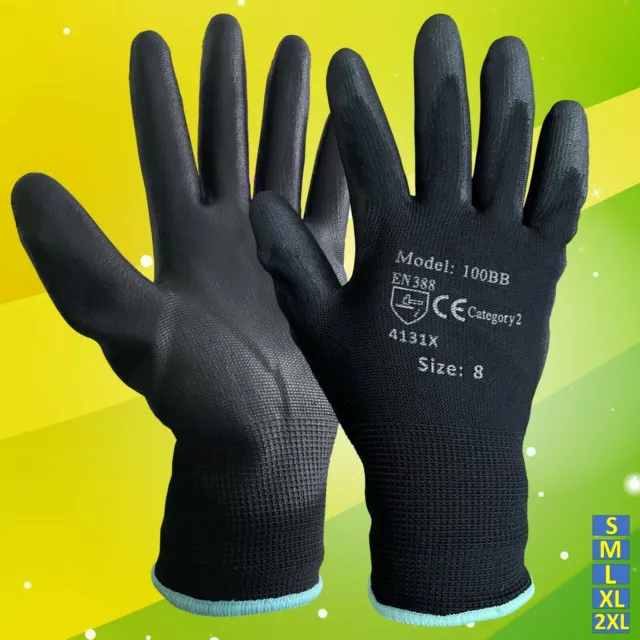 240 Pairs Nylon Pu Coated Work Gloves Builders Gardening Diy Construction