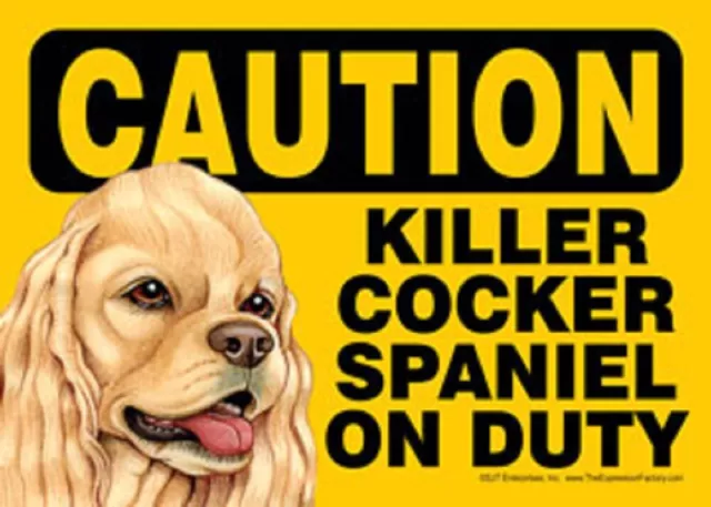 Asesino Cocker Spaniel Encendido Deber Perro Signo Imán 5x7