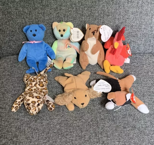 TY Teeny Beanie Babies Pacchetto di 7 animali giocattolo morbido 6"