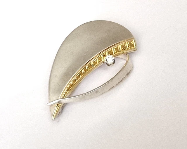 Broche Ancienne En Argent 835 Avec Ambre - Style Fischland - Occasion - Vintage