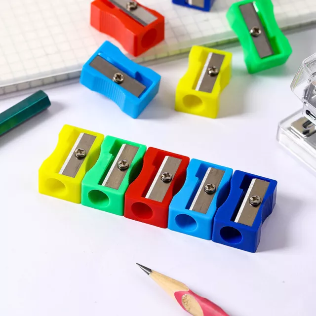 20Pcs Simple Colored Single Hole Rectangular Plastic Pencil Sharpener Statio BII