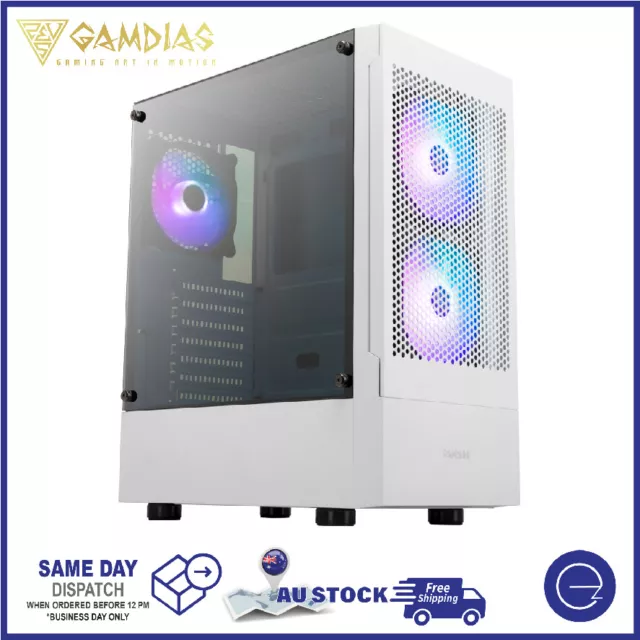 Gamdias Computer Case ATX Mid Tower Mesh Front Gaming PC Case with 3x ARGB Fans