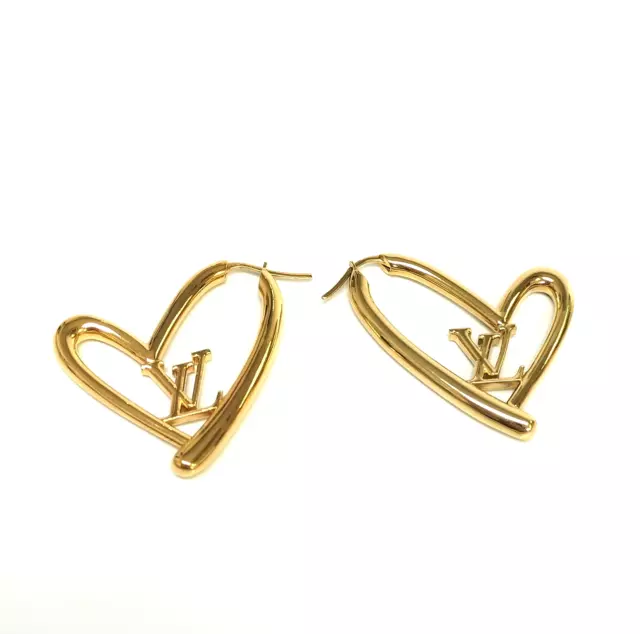 Louis Vuitton Sweet Monogram In My Heart Hoop Earrings Pink Golden Metal  ref.102275 - Joli Closet