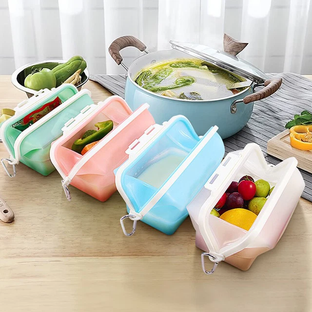 1500ml Fresh Keeping Silicone Bag Silicone Food Bag Foldable Food Storage #w#