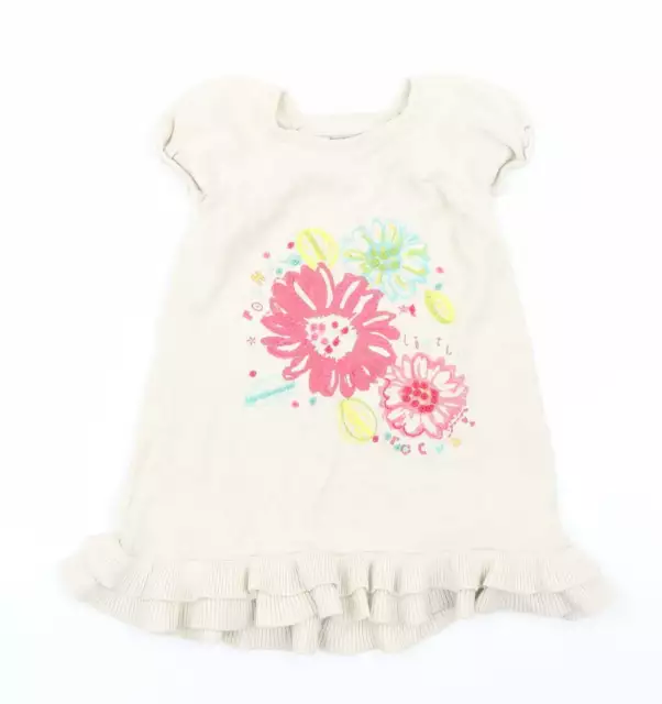 Abito maglione beige cotone Debenhams per bambina taglia 18-24 mesi collo a vite