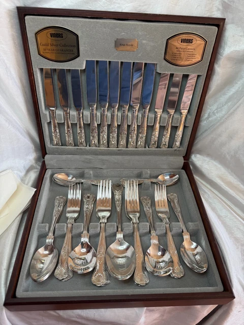 VINERS KINGS ROYALE 44 PIECE SILVER PLATED CUTLERY SET in