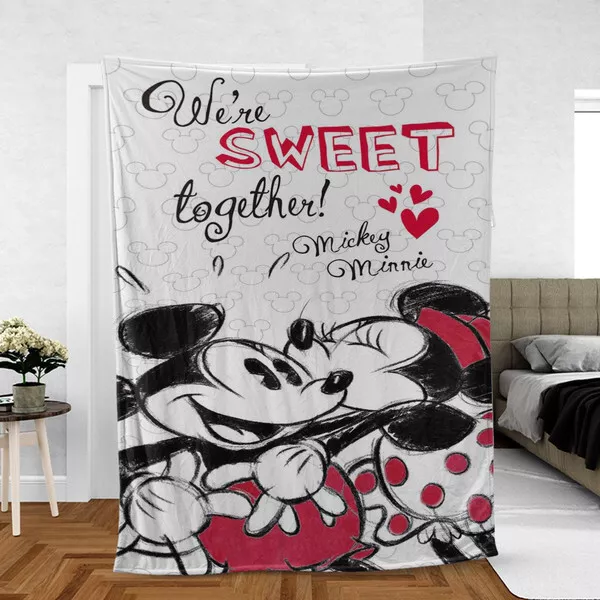 Personalized mickey and minnie Fleece Blanket, Mickey Mouse Blanket, Custom Name