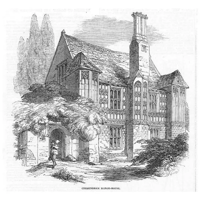 NORFOLK View of Cressington Manor House - Antique Print 1850
