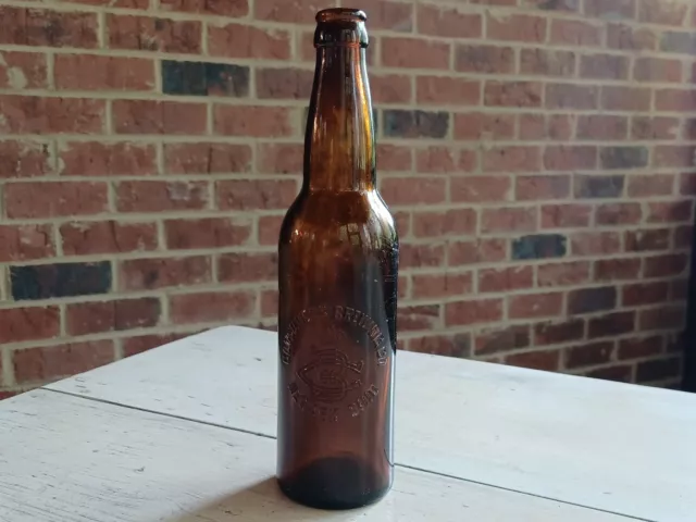 Antique CONSUMERS BREWING CO. Newark OHIO OH Early BEER BOTTLE Amber Embossed