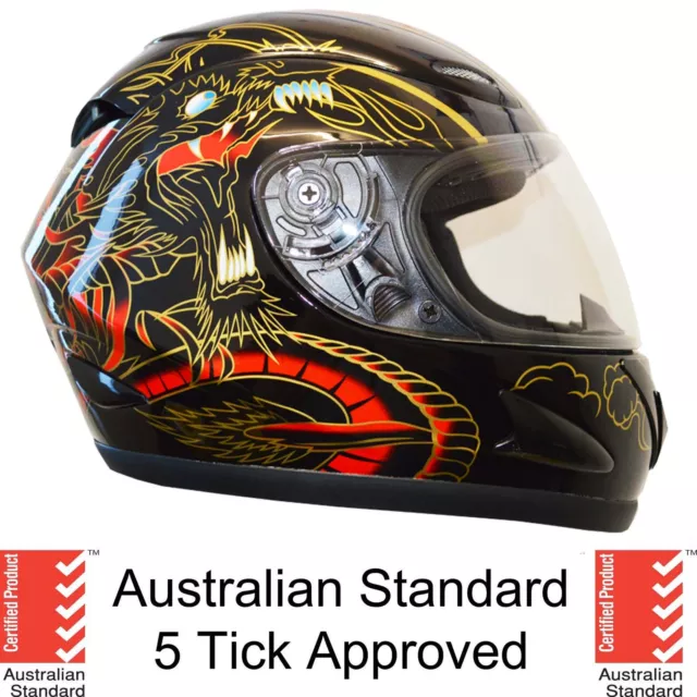 NEW FULL FACE MOTORCYCLE MOTOR BIKE HELMET ADULT 5 tick approved DRAGON