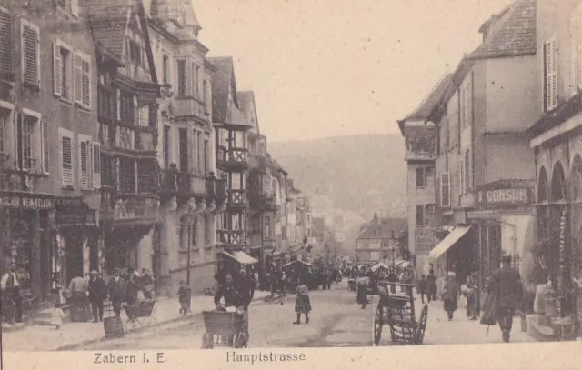 CPA 67 ALSACE SAVERNE Grand'Rue animée Magasin CONSUM - Zabern Hauptstrasse 1900