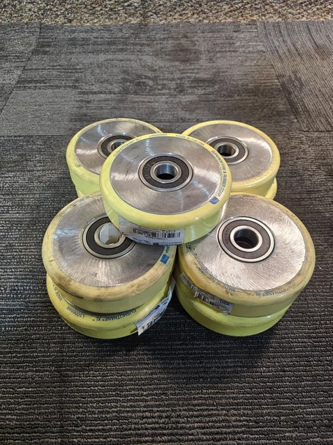 Pallet Jack/Truck Full Set RED With Axles, Steering Wheels 7x 2 Pair, Front Load Roller 2.75 X 3.75 Pair With Bearings ID 20mm Poly Tread Red, Entry Exit Roller And Protective Caps