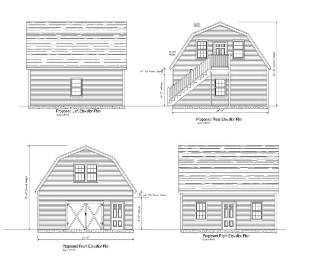 24'X24'- 24'X24' Garage Plans Gambrel Roof  Garage Plans 18-2424-Gmb-5 (Mre)