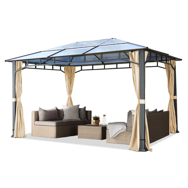 3x4 m Gartenpavillon Pavillon Alu Partyzelt Gartenzelt 4 Seitenteile champagner
