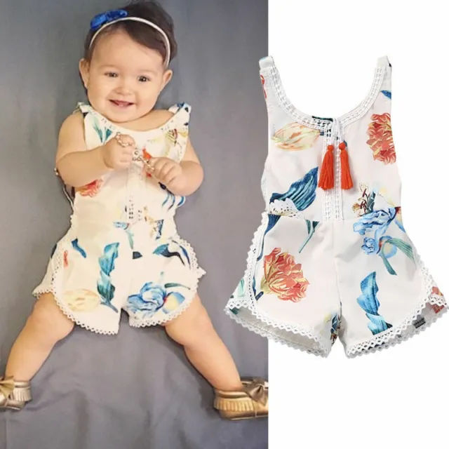 UK Baby Girls Summer Sleeveless Rompers Jumpsuits Bodysuits Kids Infant Clothes