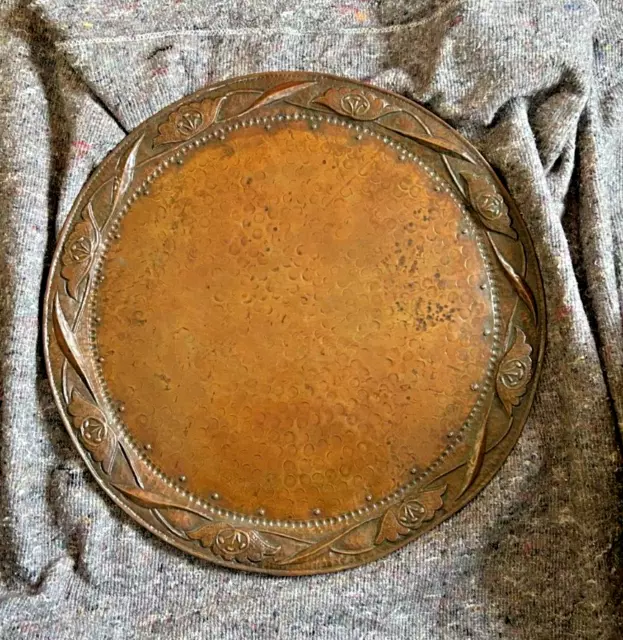 Large John Pearson copper tray, Arts and Crafts, Newlyn.