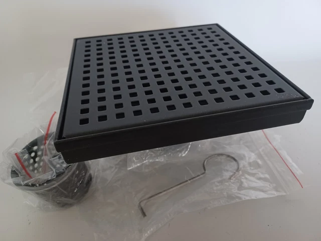 Grille De Douche Oatey Designline - Noir Mat Motif Carré (6 X 6 Pouces)
