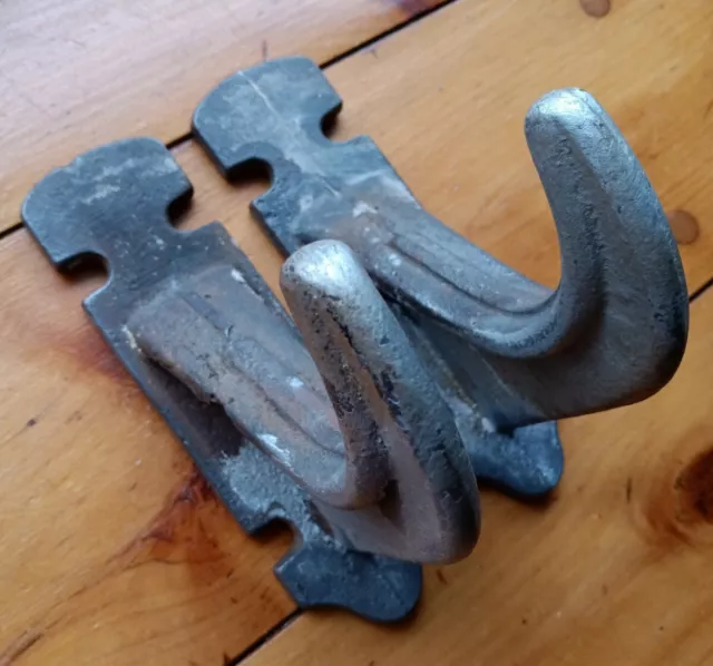 2 Large Metal Marine Cast Steel Industrial Hooks