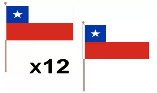 Pack Of 12 Chile Hand Flags 9 x 6" - Party Conferences Office Display