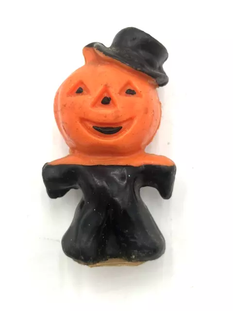 VTG Gurley Novelty Halloween Candle Unburned Pumpkin Man JOL Jack O'Lantern Labe