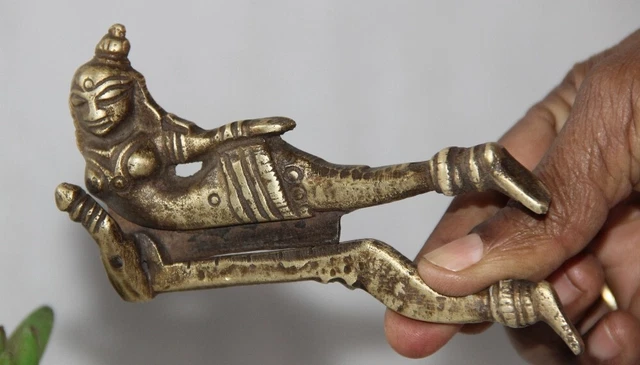 Old Brass Fine Quality Engraved Lady Shape Betel Nut Cutter / Sarota 13178 - 38