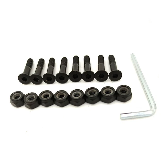 Kit 8 Vis + Écrous Skateboard Colorés Antirouille - 2,5 Cm - Pour Trucks, Pont - Inclut Clé (Violet)