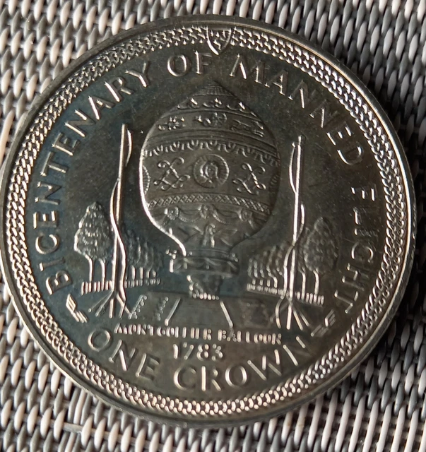 1983 Isle Of Man Bicentenary Of Manned Flight Crown Coin
