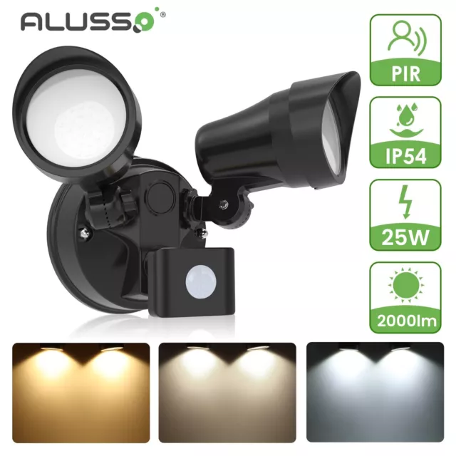 25W LED Security Light Sensor Double Tri-Color 2000lm Outdoor IP54 Waterproof