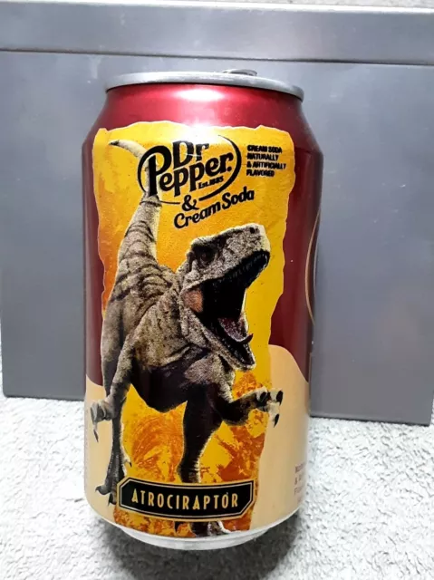 Jurassic Park Atrociraptor Dr Pepper Cream Soda Can 12 Ounce EMPTY