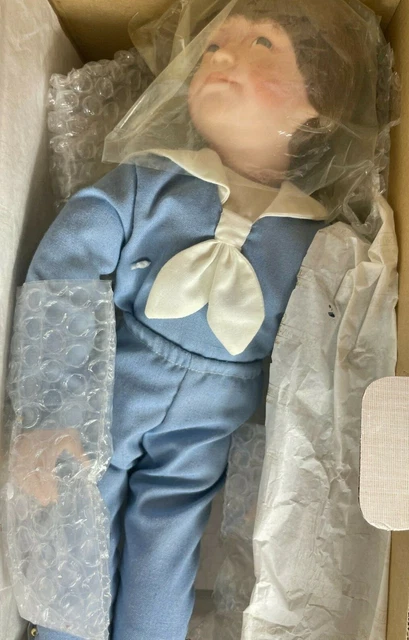 Treasury Collection Paradise Galleries Colin Boy Porcelain Doll Sled Winter VTG